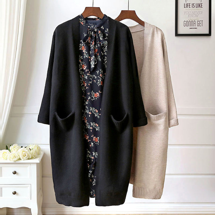Femme Cozy Åben Front-Cardigan med Lommer Stilla