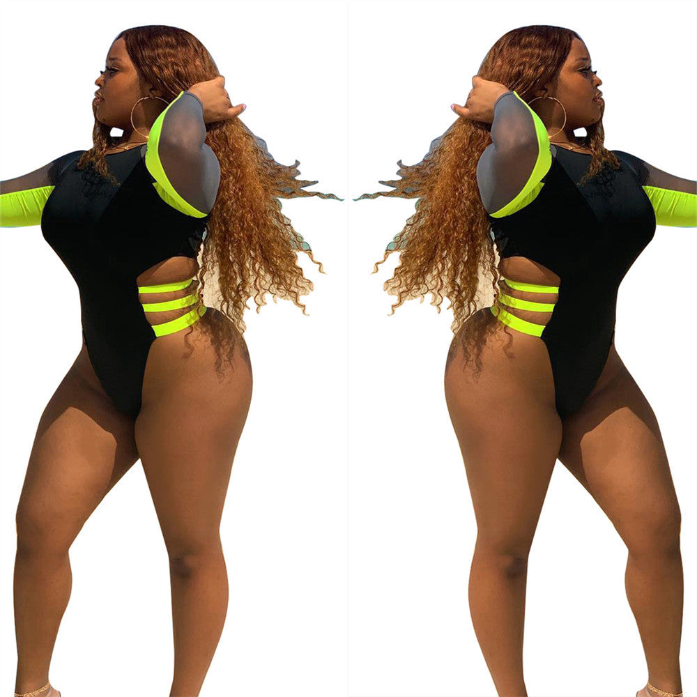 Dame Højskåret Éndeltøj med lange ærmer og innovative Cut-Out-detaljer Stilla