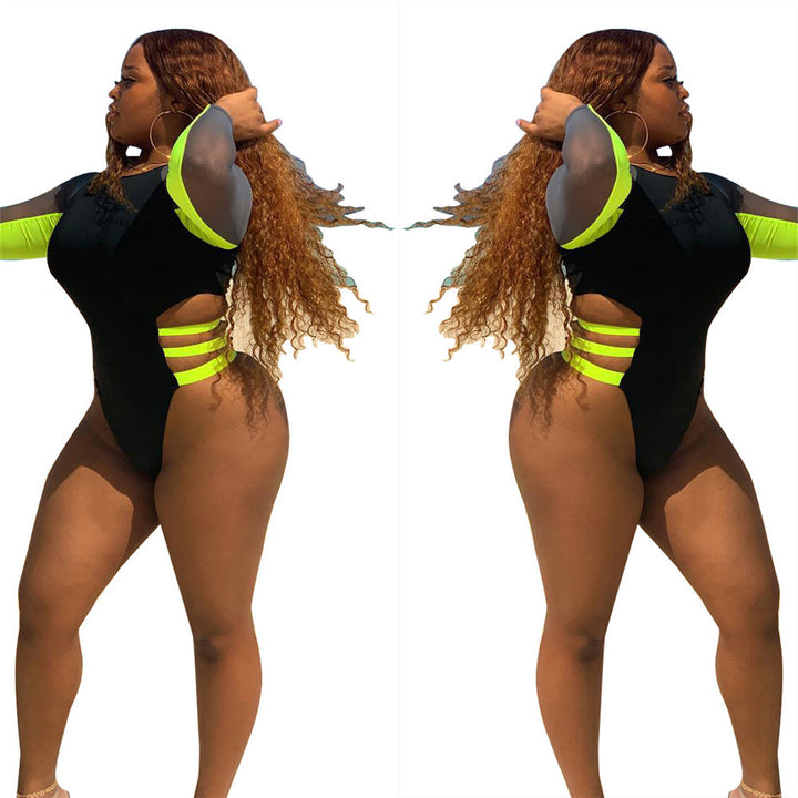 Dame Højskåret Éndeltøj med lange ærmer og innovative Cut-Out-detaljer Stilla