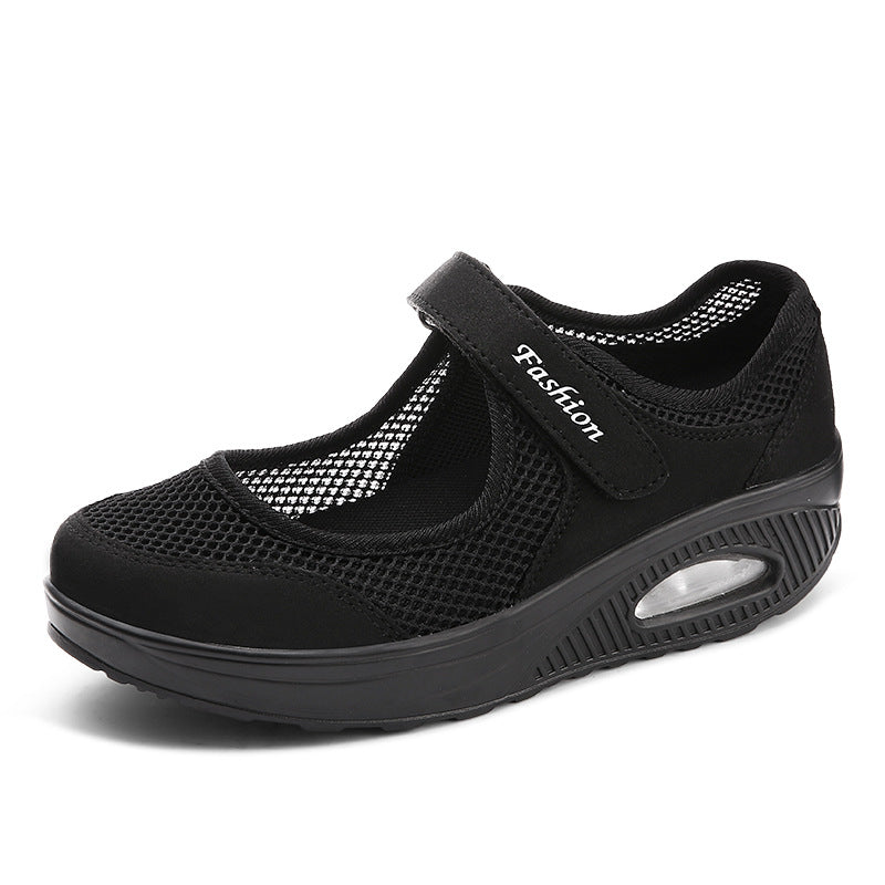 Dame nan åndbar rem ballerina gåsko med velcro og luftpude Skovae