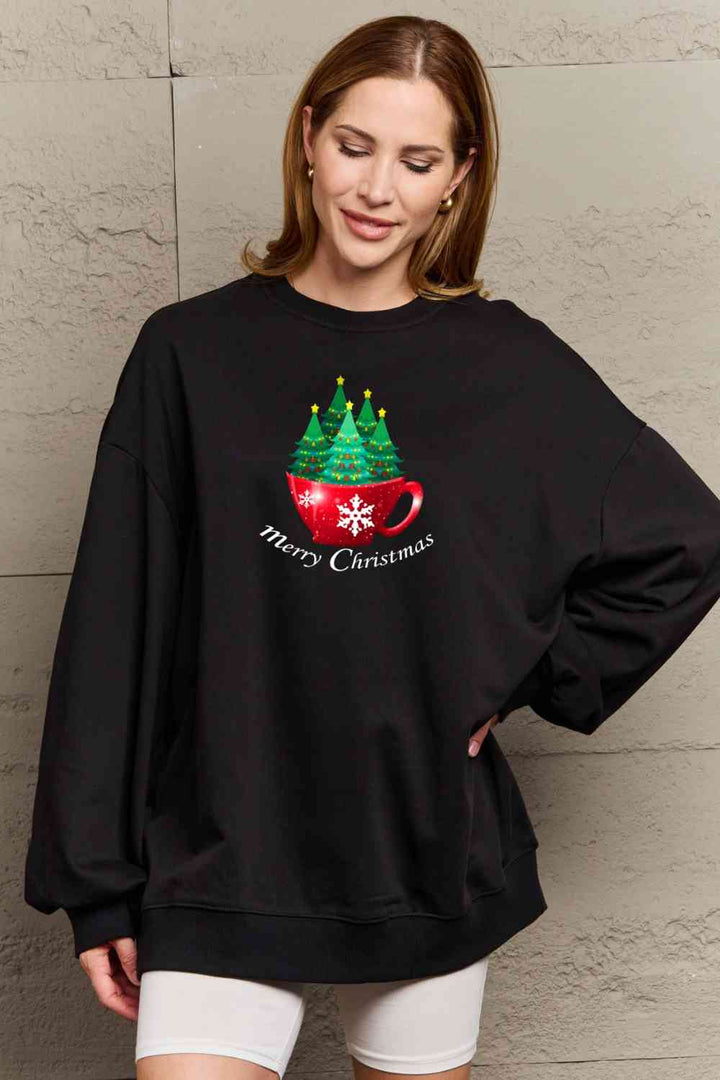 Stilla | Love Full Size Glædelig Jul Grafisk Sweatshirt