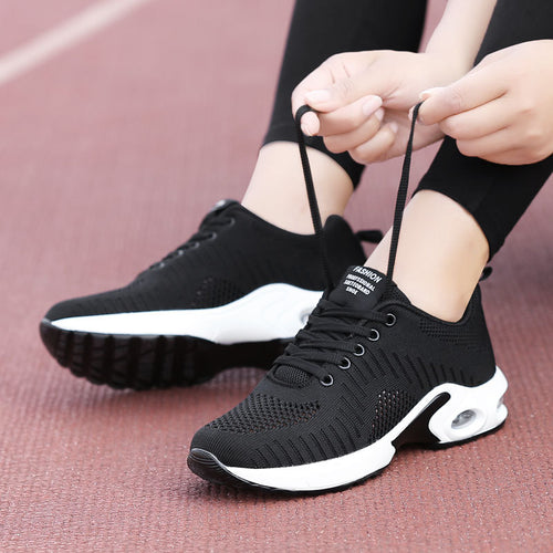 Dame nan let strik-fitness sneaks med synlig luftkammer-dæmpning og viskoelastisk indersål Skovae