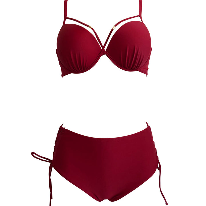 Dame Højskåret Bikini med moderigtige snørredetaljer og balanceret støtte Stilla
