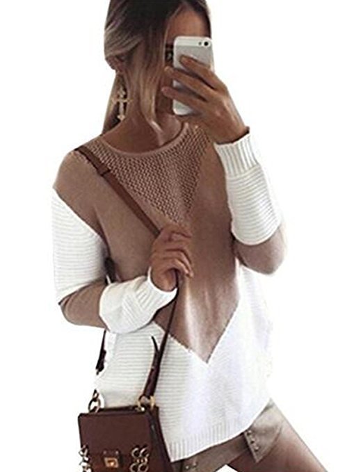 Kvinders strikket sweater med geometrisk mønster og fin tekstur Stilla