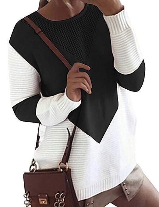 Kvinders strikket sweater med geometrisk mønster og fin tekstur Stilla