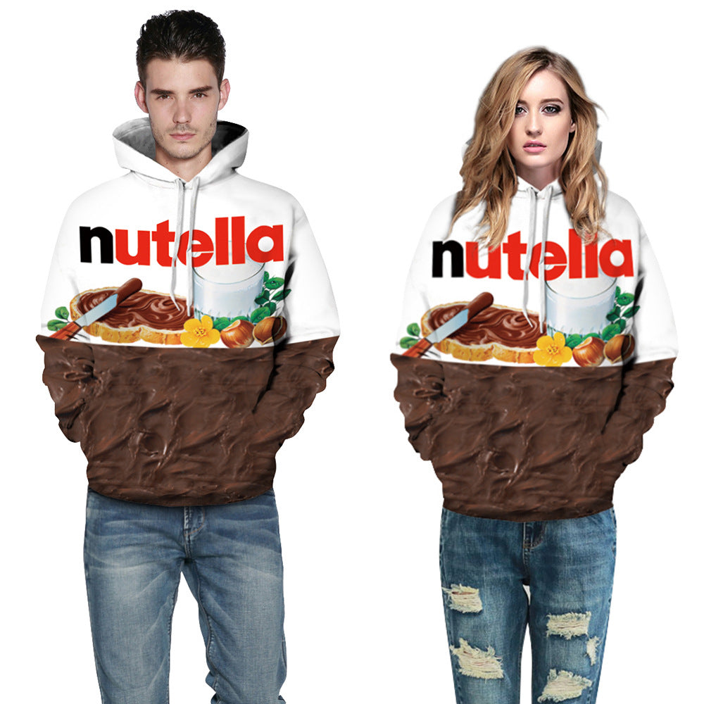 Dame Hoodie med kreativ Nutella-grafikdesign og blødt indvendigt fleece Stilla