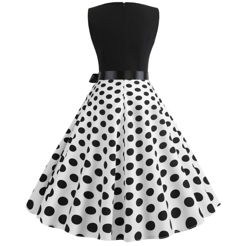 Dame Swingkjole med kontrasterende top og udvidet skirt Stilla