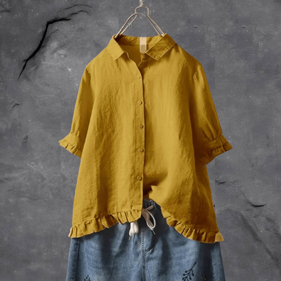 Stilla | Linned Damebluse