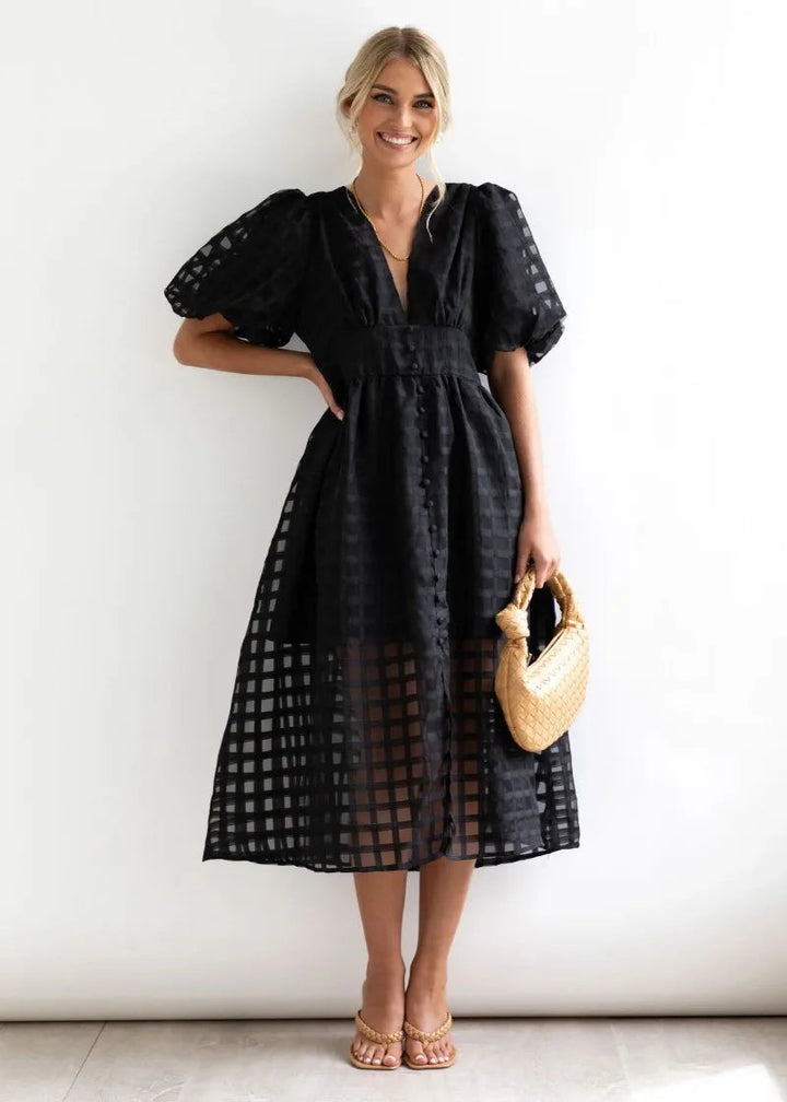 Stilla | Puff Sleeve Mid Kjole