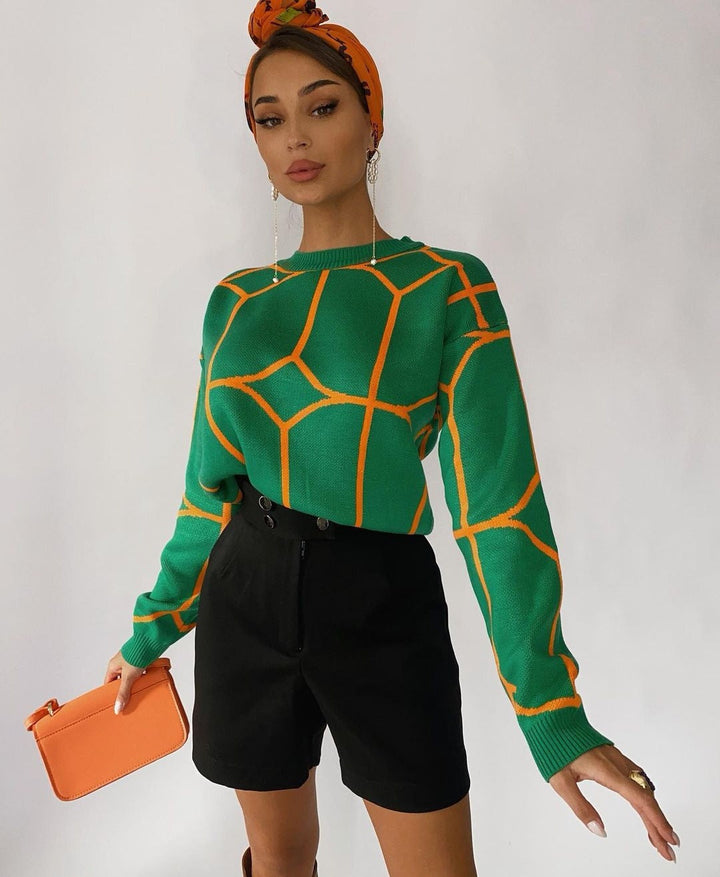 Stilla | Bluse i geometrisk farve-strik