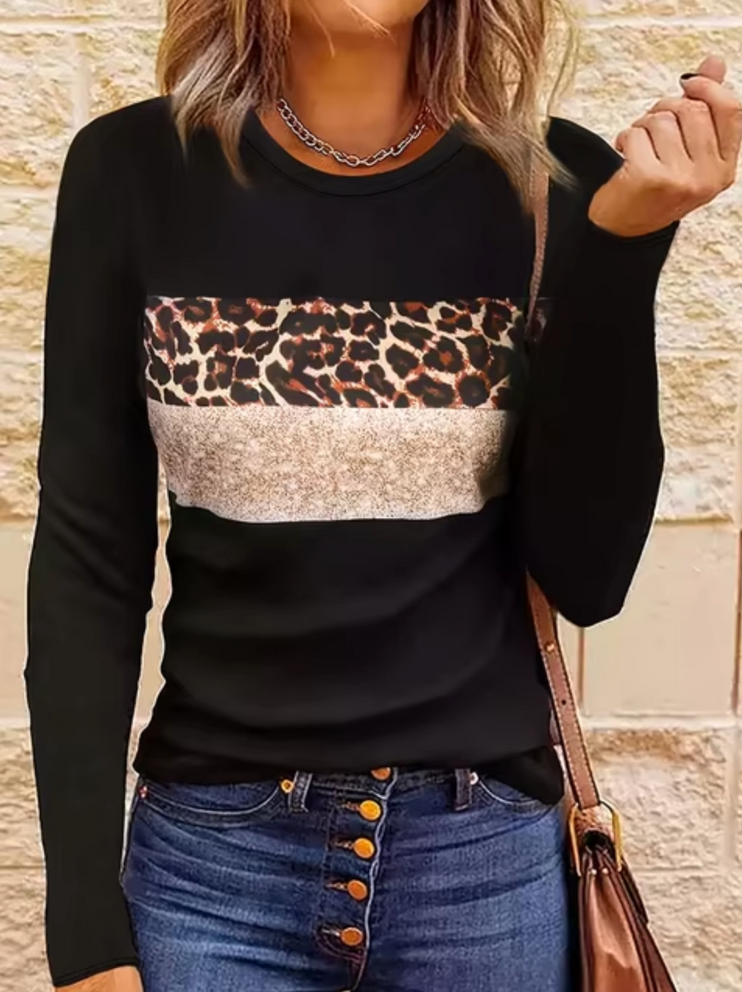 Stilla | Langærmet T-shirt med leopardtryk