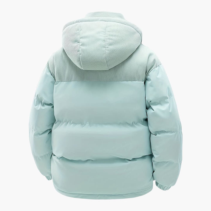 Stilla | Casual Jakke med Hætte, Puffede og Farveblokdesign