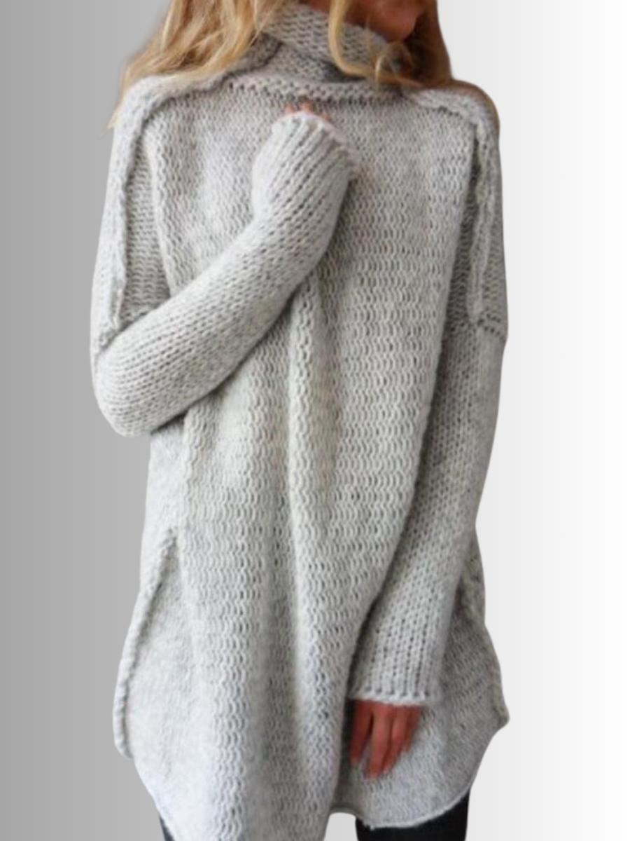 Stilla | Stilfuld Lang Sweater med Høj Hals