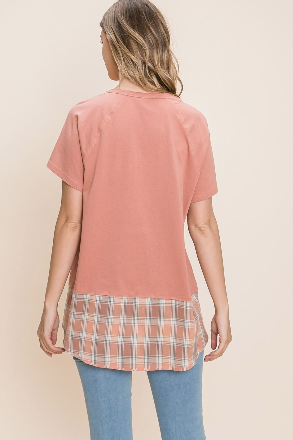Stilla | Bleu by Nu Lab Plaid Kontrast Kortærmet T-Shirt