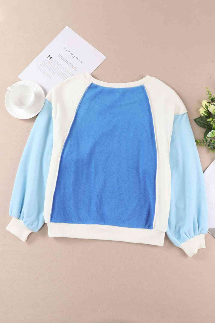 Stilla | Hals Nedsat Skulder Farveblok Sweatshirt