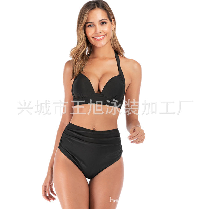 Dame Bandeau-bikini med stilfulde striber og justerbare stropper Skovae