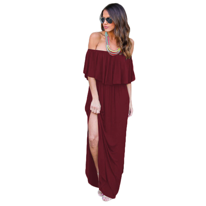 Dame maxikjole med off-shoulder design og sidelisk Stilla
