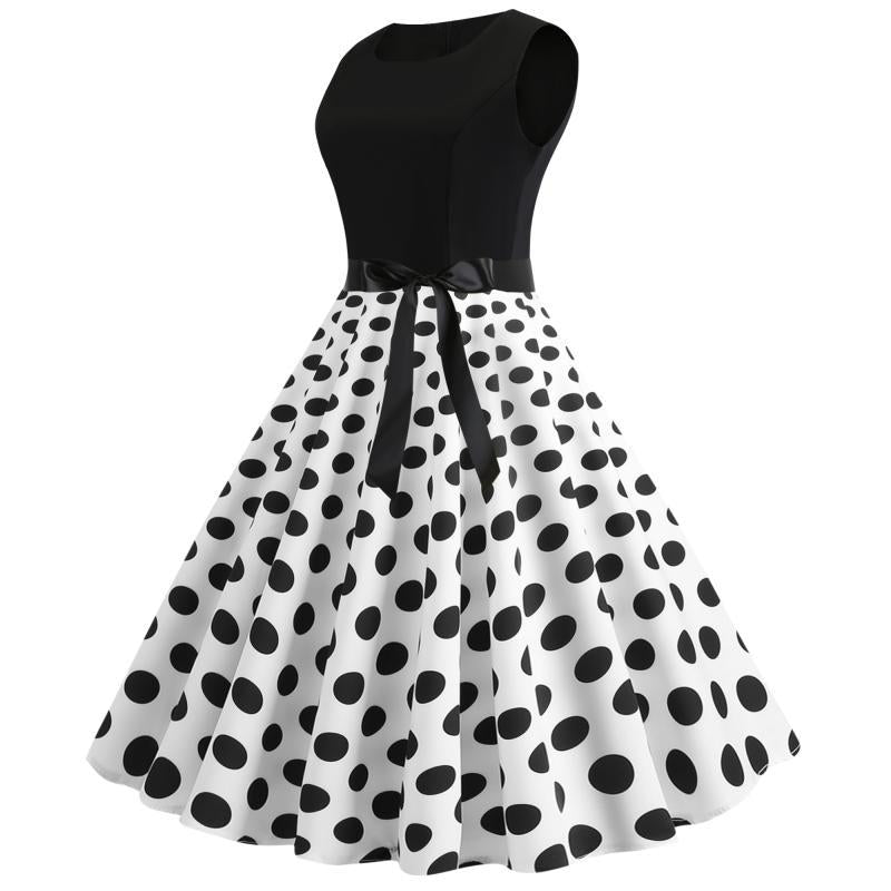 Dame Swingkjole med kontrasterende top og udvidet skirt Stilla