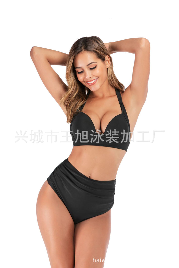 Dame Bandeau-bikini med stilfulde striber og justerbare stropper Skovae