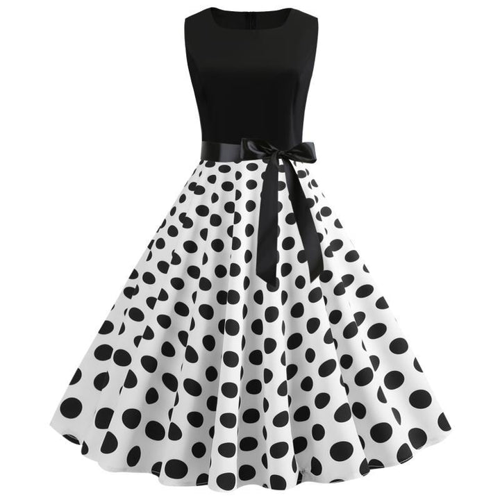 Dame Swingkjole med kontrasterende top og udvidet skirt Stilla