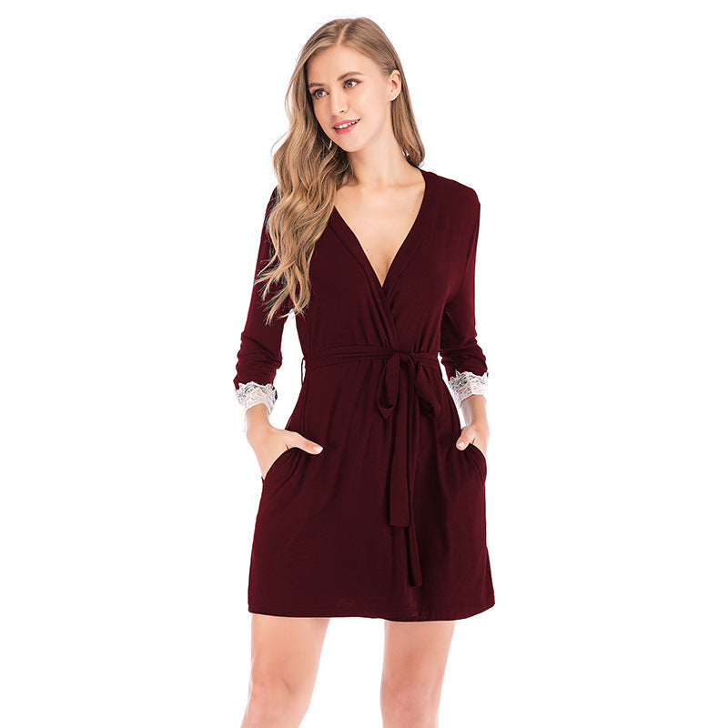 Dame Kimono-Robe med Spidserme Stilla