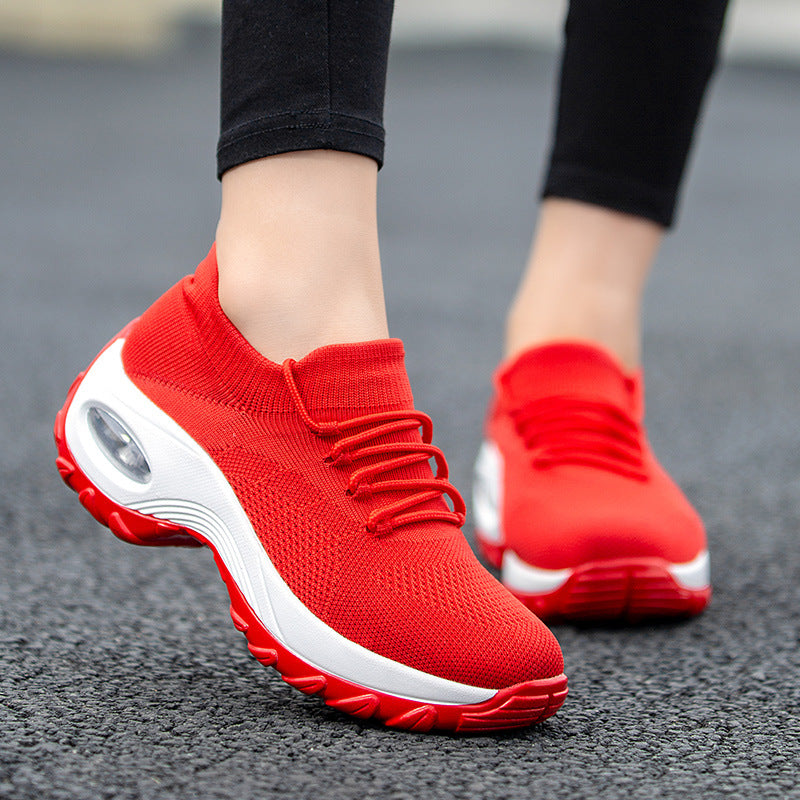 Dame nan strikket sokket sneakers med luftkudefodseng og elastisk strikoverdel Skovae