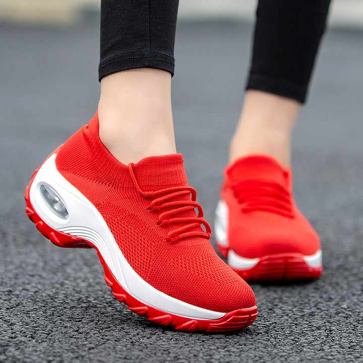 Dame nan strikket sokket sneakers med luftkudefodseng og elastisk strikoverdel Skovae