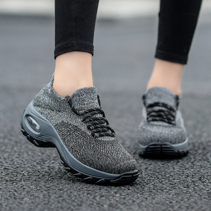 Dame nan strikket sokket sneakers med luftkudefodseng og elastisk strikoverdel Skovae