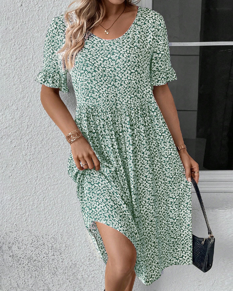 Stilla | Elegant Midi-Kjole med Blomster