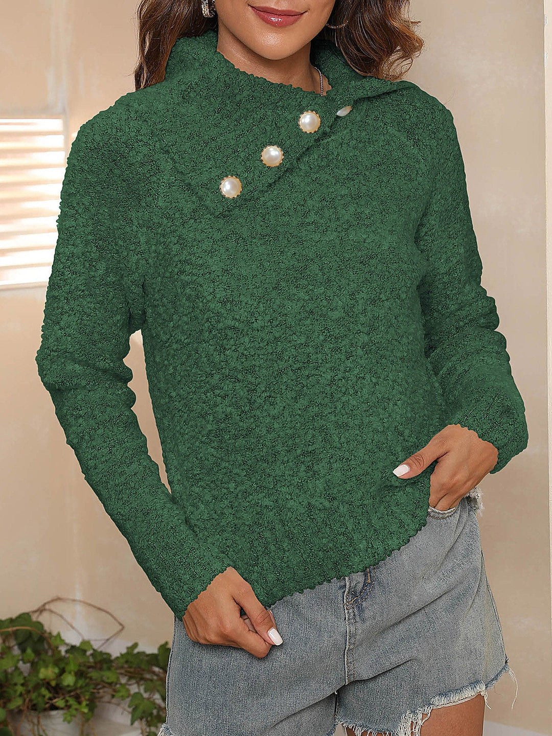Stilla | Asymmetrisk Sweater Med Lange Ærmer og Krave