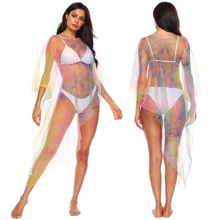 Dame transparent strandoverdel med blomstermotiv Stilla