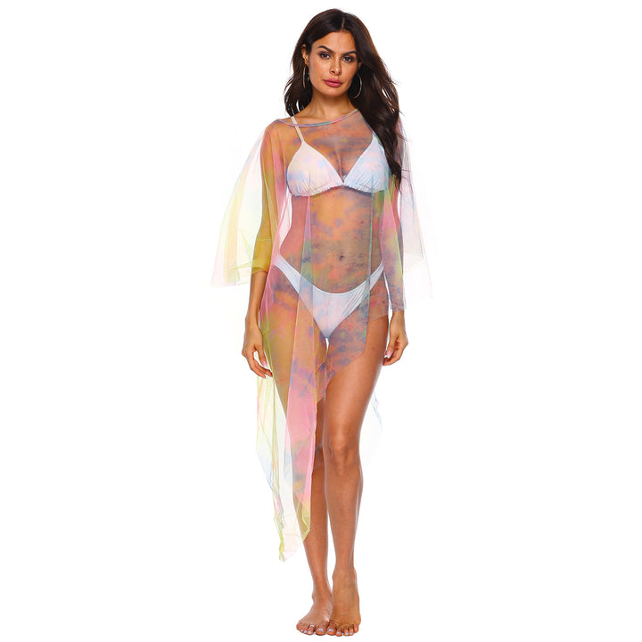 Dame transparent strandoverdel med blomstermotiv Stilla