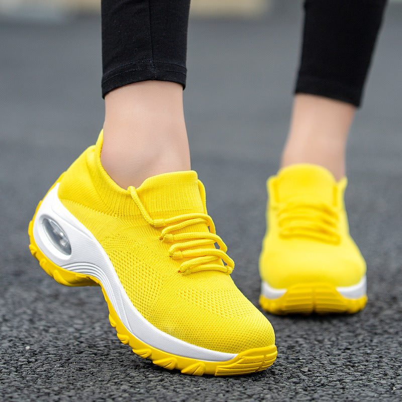 Dame nan strikket sokket sneakers med luftkudefodseng og elastisk strikoverdel Skovae