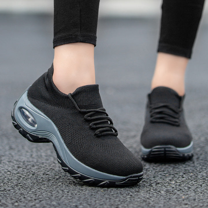 Dame nan strikket sokket sneakers med luftkudefodseng og elastisk strikoverdel Skovae