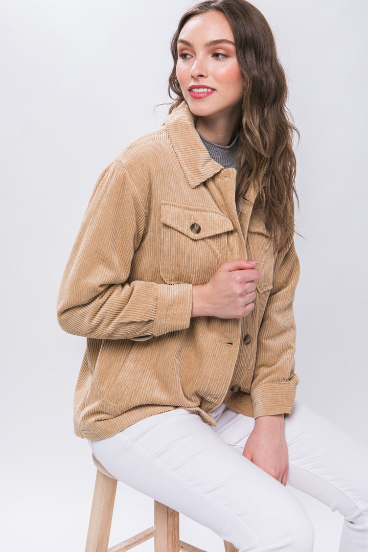 Stilla | Corduroy Jakke Love Tree Med Knapper og Sherpa Indvendig For