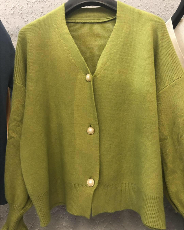 Kvinders cardigan med perleknapper og løs pasform Stilla