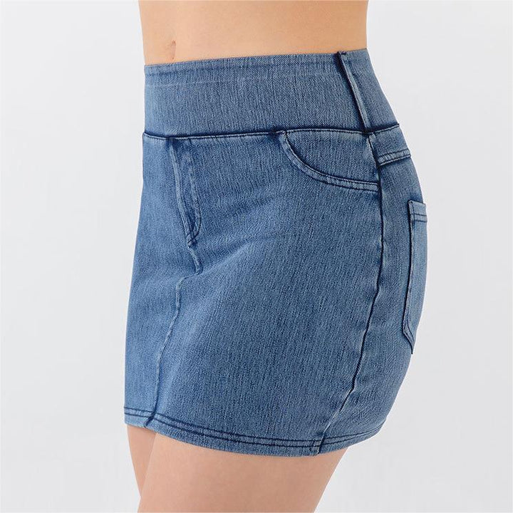 Stilla | Høj Talje Denim Nederdel Kvinder Stræk Slim Fit Sexet Yoga Nederdel
