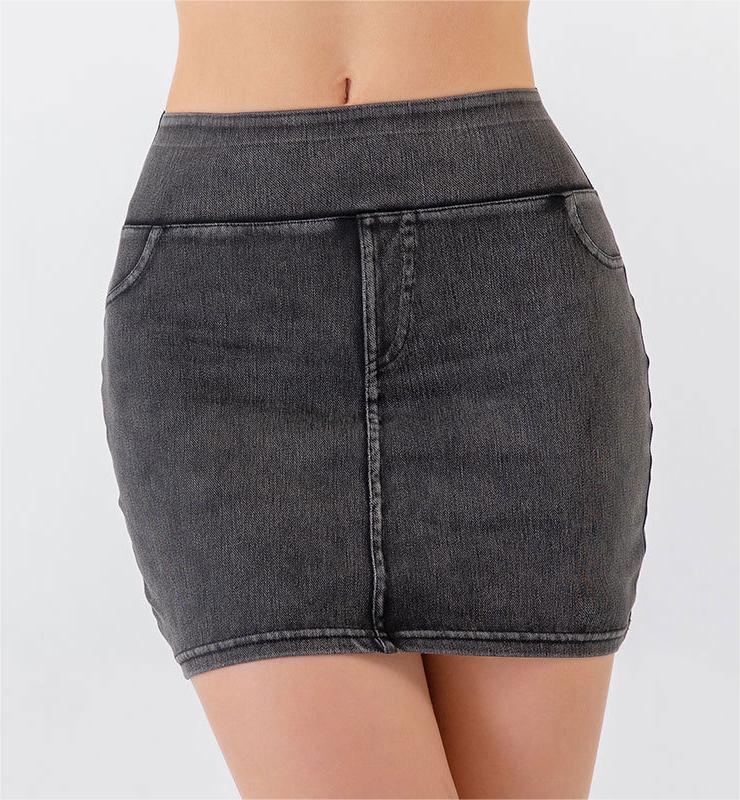 Stilla | Høj Talje Denim Nederdel Kvinder Stræk Slim Fit Sexet Yoga Nederdel