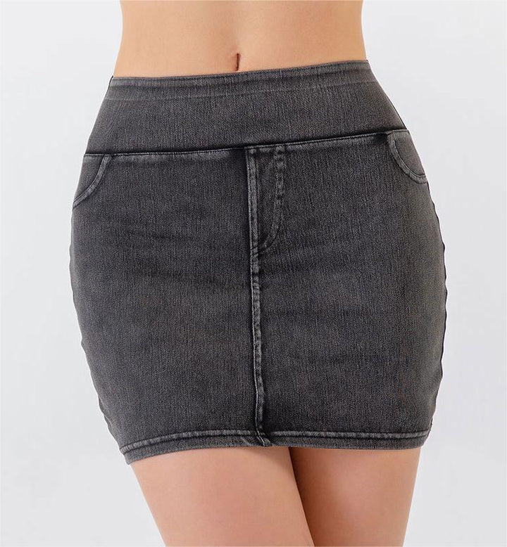 Stilla | Høj Talje Denim Nederdel Kvinder Stræk Slim Fit Sexet Yoga Nederdel