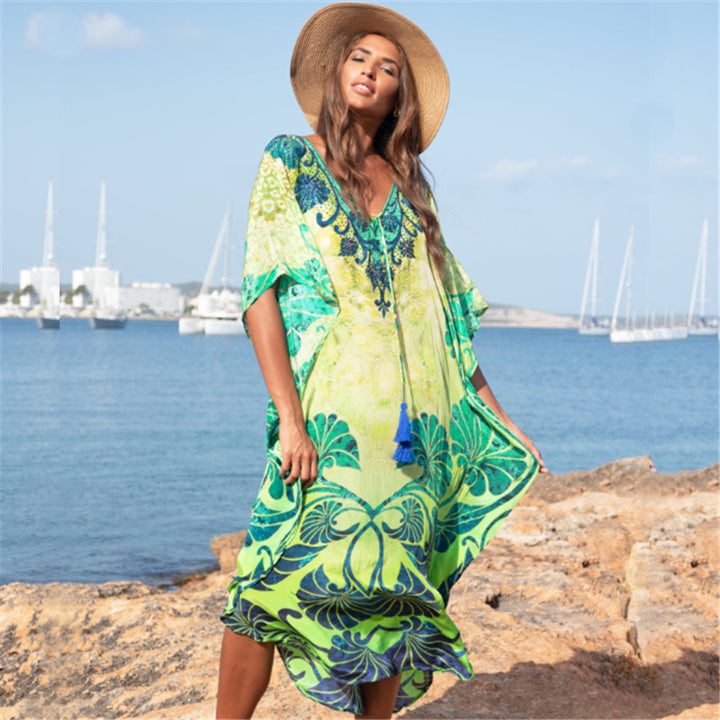 Dame Strandkaftan med håndlavet design Stilla