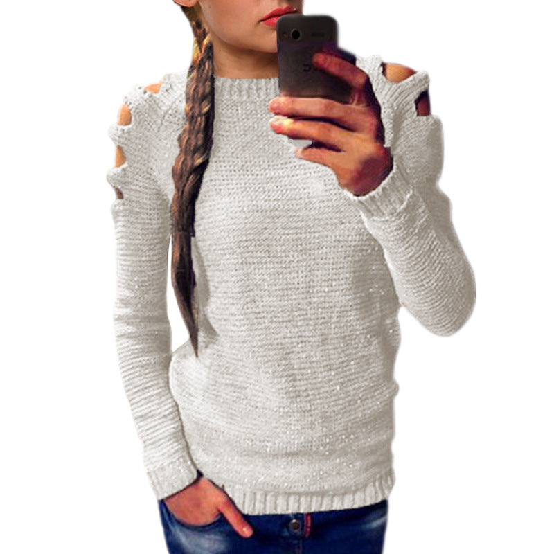 Kvindernes strikkede sweater med asymmetrisk udskæringsdetaljer og afslappet pasform Stilla