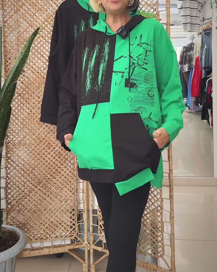 Stilla | Sweatshirt med hætte og farvebloktryk