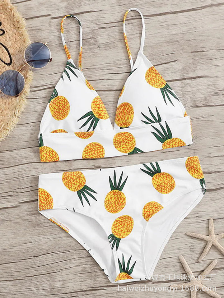 Dame bikini-sæt med glad ananas-design og justerbare stropper Stilla