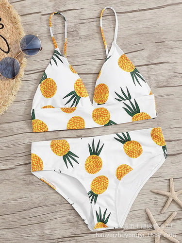 Dame bikini-sæt med glad ananas-design og justerbare stropper Stilla