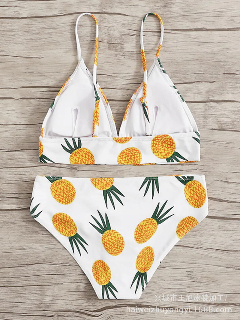 Dame bikini-sæt med glad ananas-design og justerbare stropper Stilla