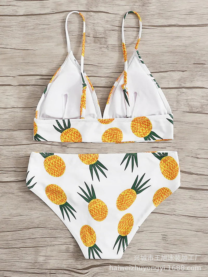 Dame bikini-sæt med glad ananas-design og justerbare stropper Stilla