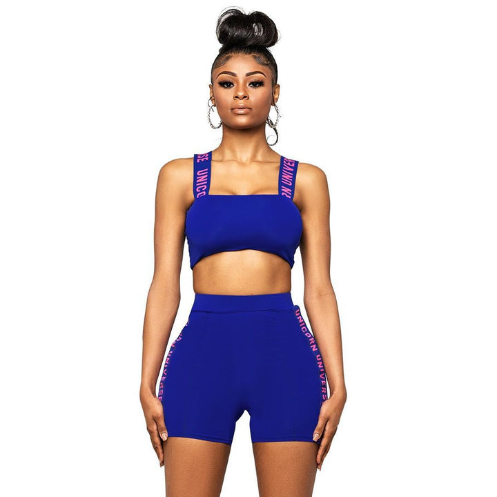 Damer Sporty To-delt Sæt med tætsiddende Crop-Top og Shorts Stilla