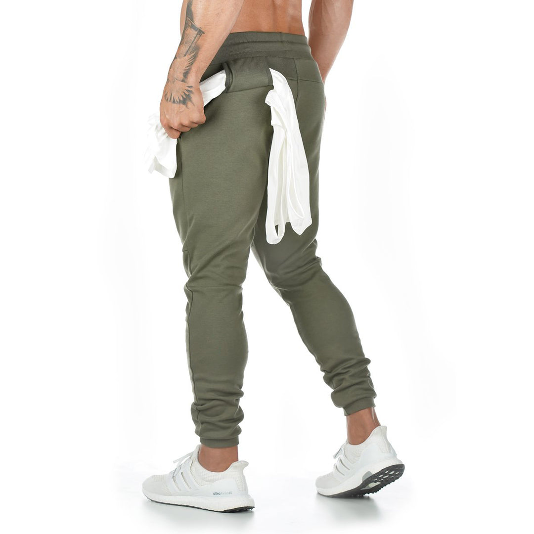 Herren nan slim fit joggebukser med ribbede linning, lynlåslomme og knæindsatser Skovae