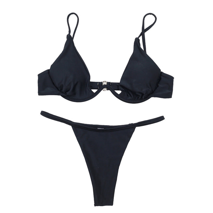 Damer trekants-bikini med skinnende top og justerbare stropper Skovae