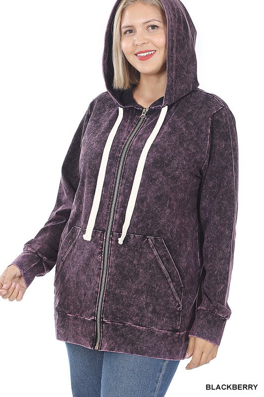 Stilla | Mineral Wash Lynlås Hoodie Jakke